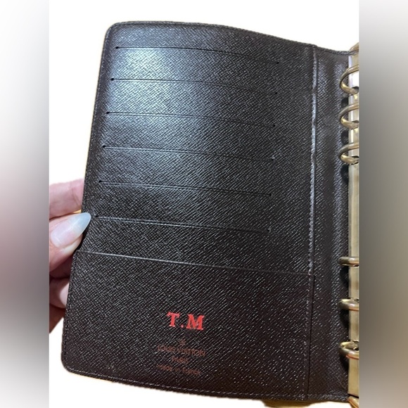 Louis Vuitton Damier Ebene Notebook Agenda Planner Brown Personalized Initials - Picture 8 of 13